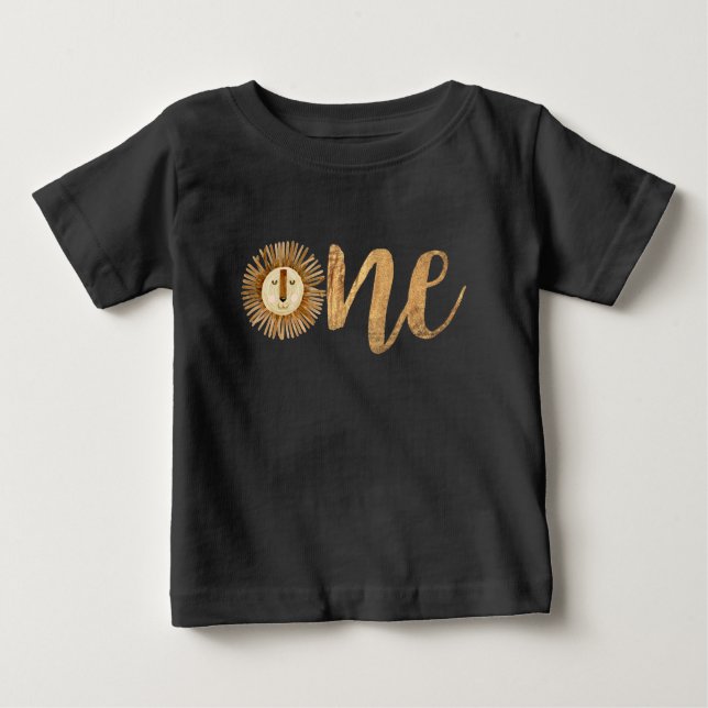 Safari Wild One Lion 1st Birthday Baby T-Shirt (Front)