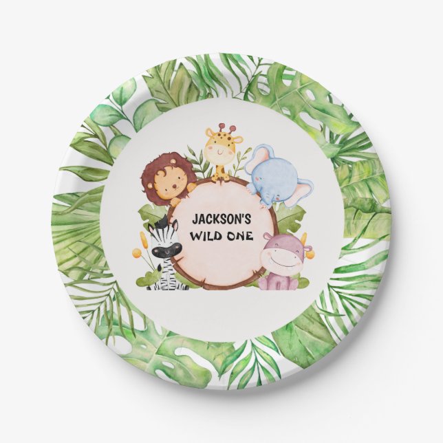 Safari Wild One  Paper Plates (Front)