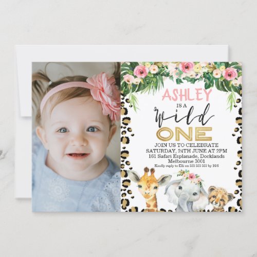 Safari Wild One Photo Birthday Invitation For Girl