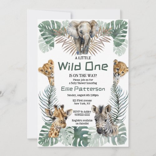 Safari Wild One Theme Baby Shower Invitation