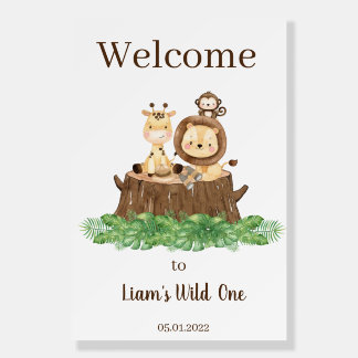 Safari Wild One Welcome sign, Foam board