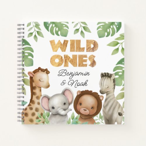 Safari Wild Ones Twins Guest Book Spiral Notebook