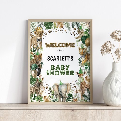 Safari Wild Party Animals Baby Shower Welcome Poster