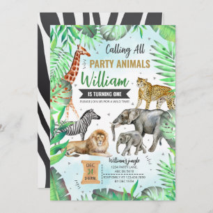 Safari Wild Party Animals Birthday Invitation