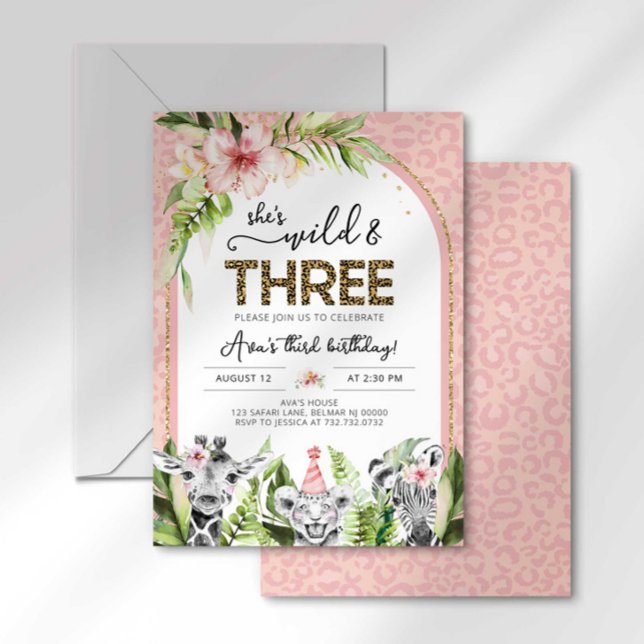 Safari Wild & Three Birthday Invitation (Creator Uploaded)