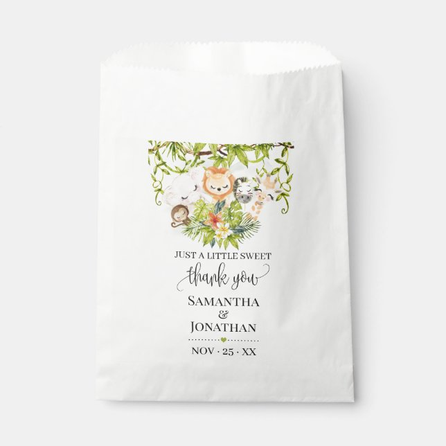 Safari Wild Zoo Baby Animals Baby Shower Favor Bag (Front)