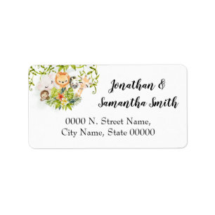 Safari Wild Zoo Baby Animals Return Address Label