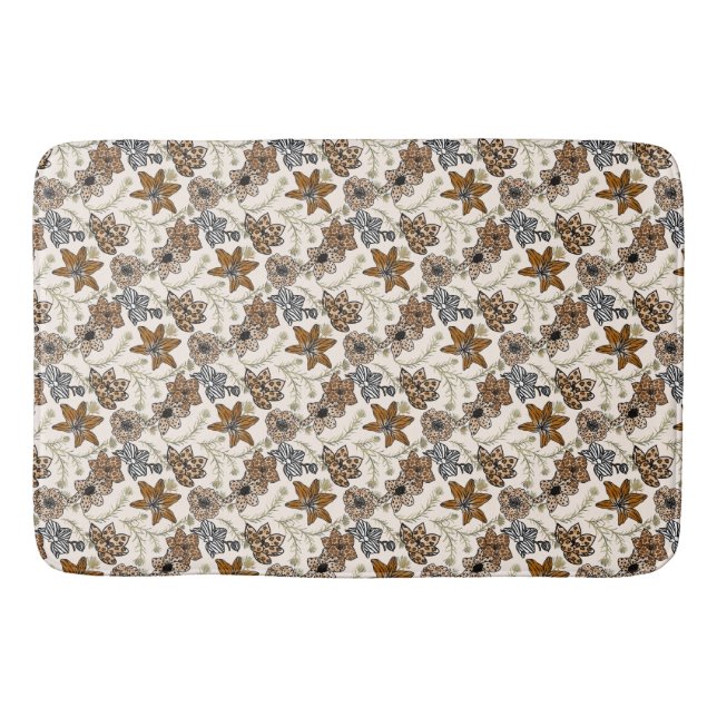  Safari Wildflowers - Modern Animal Print Floral Bath Mat (Front)