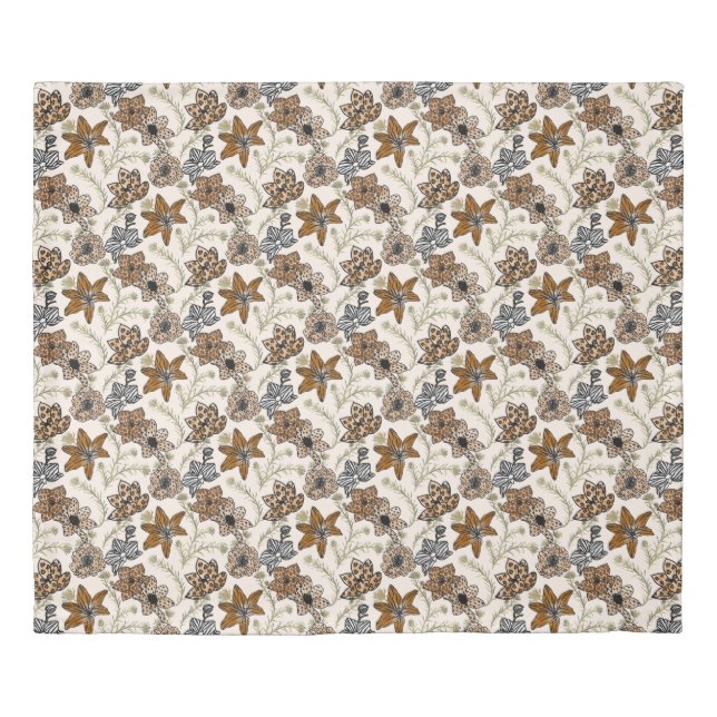  Safari Wildflowers - Modern Animal Print Floral Duvet Cover (Front)