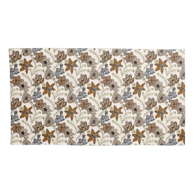  Safari Wildflowers - Modern Animal Print Floral Pillow Case (Back-Right)