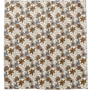 Safari Wildflowers - Modern Animal Print Floral Shower Curtain