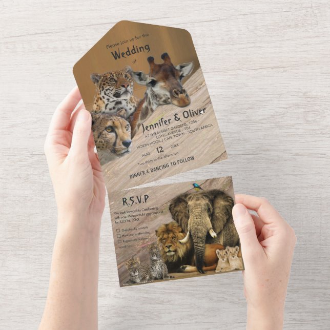 Safari Wildlife All in One Wedding Invite (Tearaway)