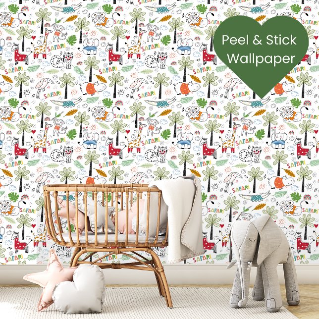 Safari Wildlife Animals Pattern   Peel And Stick Wallpaper (Creator Uploaded)