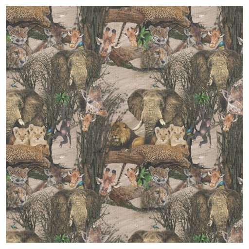Safari Wildlife Destination Repeat Pattern Fabric