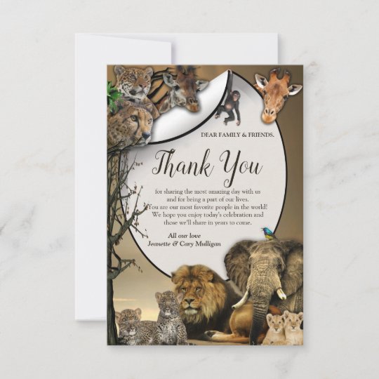 Safari Wildlife Thank You card | Zazzle.com