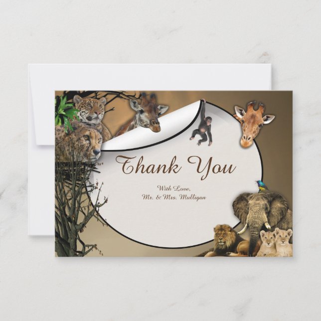 Safari Wildlife Thank You Card (Front)