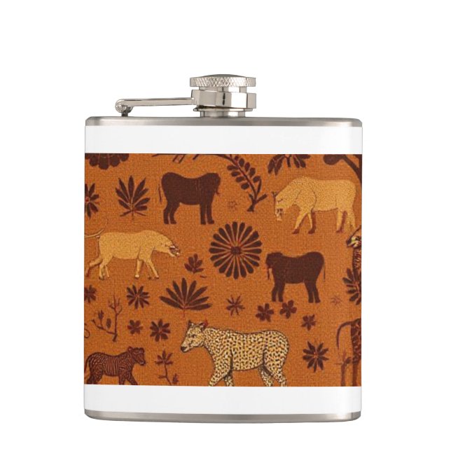 Safari Wildlife Vinyl Wrapped Flask (Front)