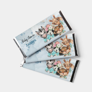 Safari wildone baby name jungle with animals hershey bar favors