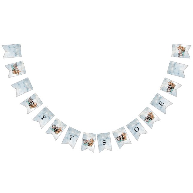 Safari wildone baby shower invitation Blue Bunting Flags (All)