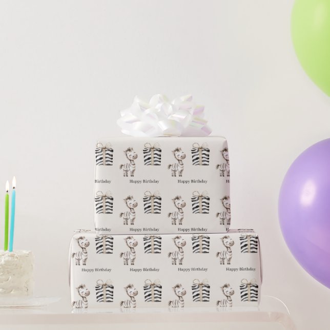 Safari Zebra Birthday Wrapping Paper (Party Gifts)