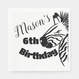 Safari Zebra Hand Drawn Party Birthday Napkins