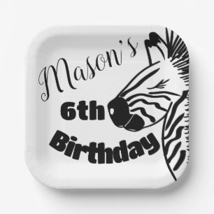 Safari Zebra Hand Drawn Party Birthday  Paper Plates