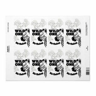 Safari Zebra Hand Drawn Wild Party Birthday Favor Label