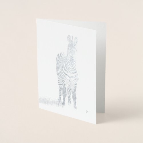 Safari Zebra Silver Foil Note or Thank You Foil Card