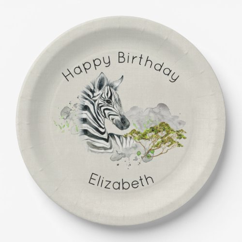 Safari Zebra Wild Exotic Animal Happy Birthday Paper Plates