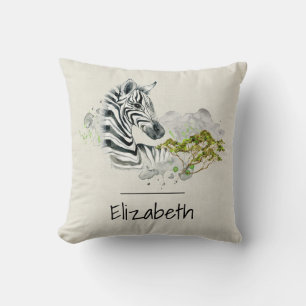 Safari Zebra Wild Exotic Animal In Watercolors Throw Pillow