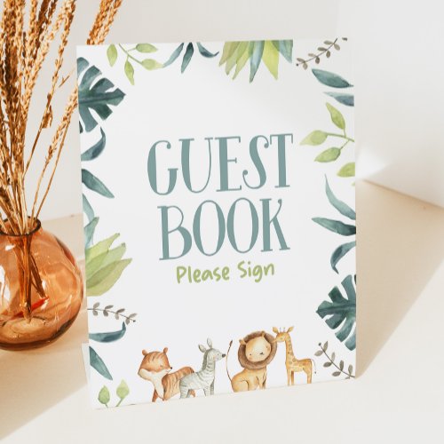 Safari Zoo Animals Guest Book Table Party Sign