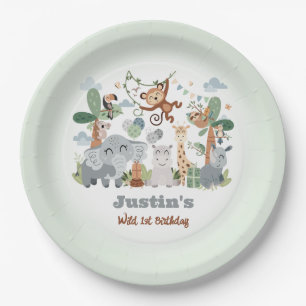 Safari ZOO Animals Wild One 1st Birthday Paper Plates