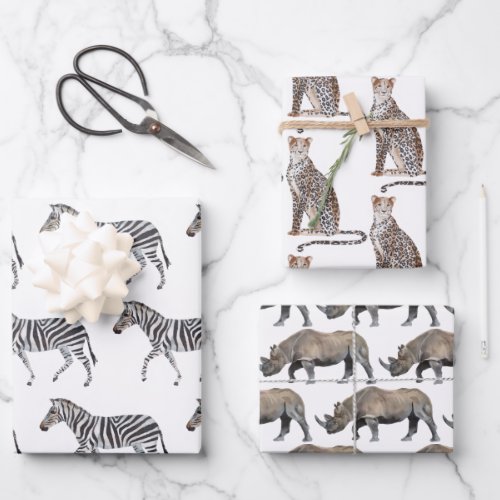 Safari Zoo Animals Wrapping Paper Sheets