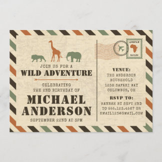 Safari Zoo Birthday Party Invitation