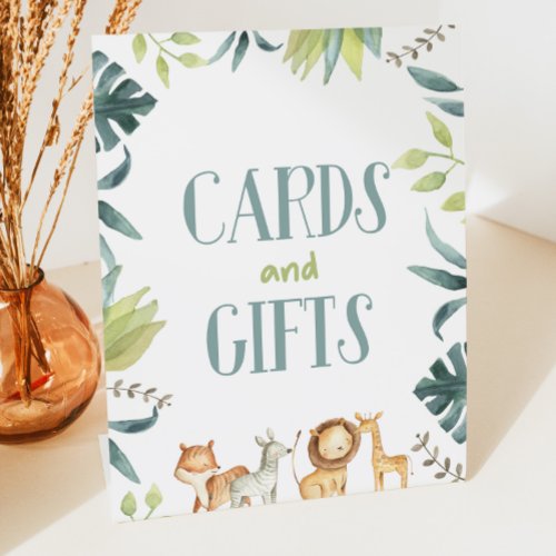 Safari Zoo Wild Animals Cards and Gifts Party Sign