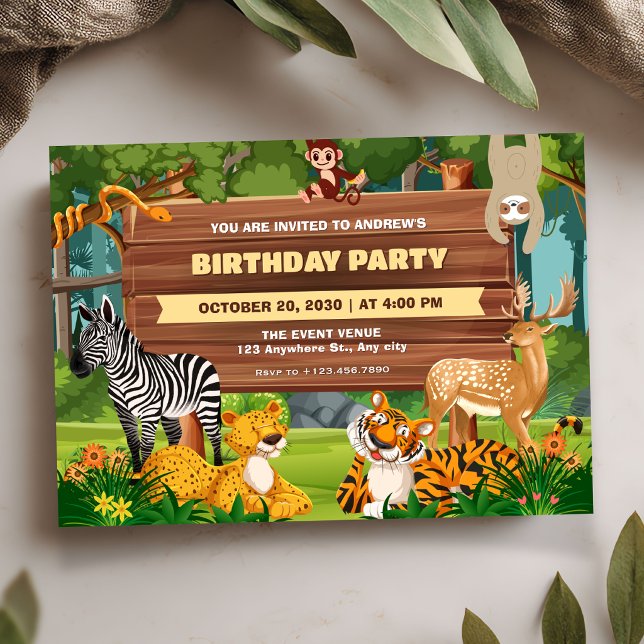 Safari zoo wildlife birthday invitation (Creator Uploaded)