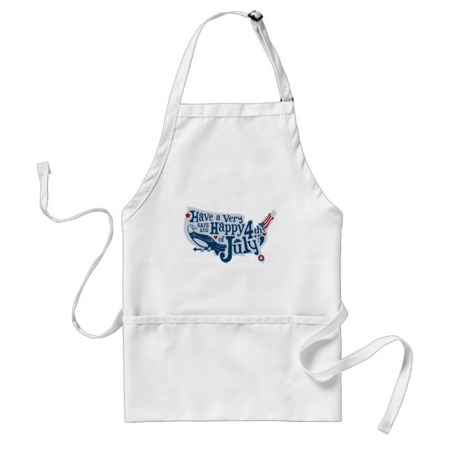 Safe And Happy 4th Of July Adult Apron (Front)