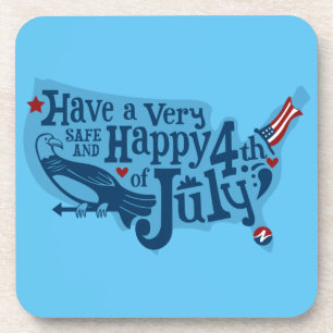 Safe And Happy 4th Of July Beverage Coaster