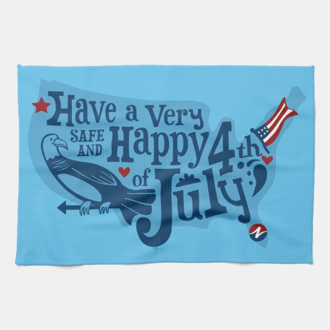 Safe And Happy 4th Of July Kitchen Towel (Horizontal)