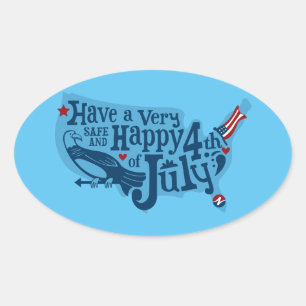 Safe And Happy 4th Of July Oval Sticker