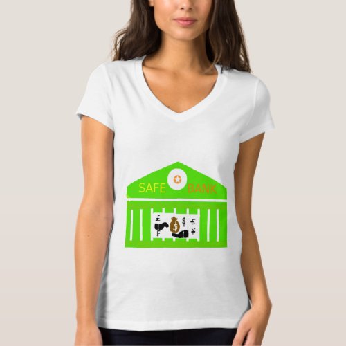Safe Bank Design on WhiteT_shirt for Ladies T_Shirt