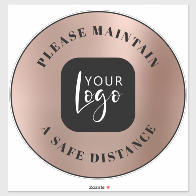 Safe Distance Rose Gold Your Logo Floor Sticker (Sheet)