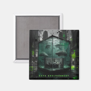 Safe Environment Corporate Irony Cyberpunk Art Magnet