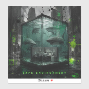 Safe Environment Corporate Irony Cyberpunk Art Sticker