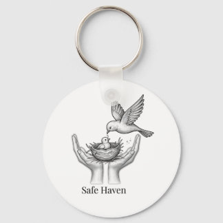 Safe Haven - Bird in Human Hands Nature Art Market Keychain