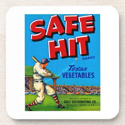 Safe Hit Vintage Lable Art Beverage Coaster