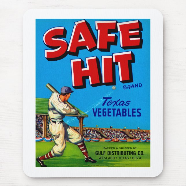 Safe Hit Vintage Lable Art Mouse Pad (Front)