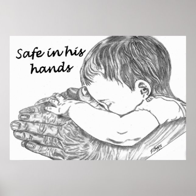 Safe In His Hands Original Artwork by D. Boggs Poster (Front)