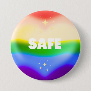 SAFE LGBTQ Rainbow Pride Heart Button