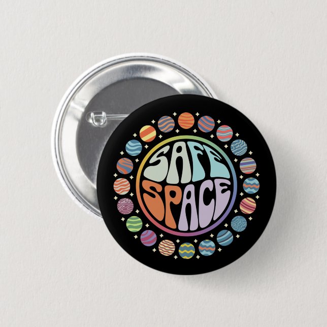 Safe Space LGBTQ Friendly Pride Support Proud Ally Button (Front & Back)